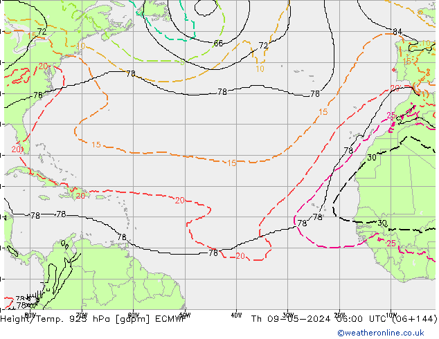 Height/Temp. 925 hPa ECMWF Th 09.05.2024 06 UTC