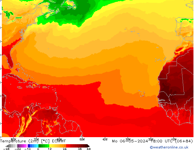 Temperature (2m) ECMWF Mo 06.05.2024 18 UTC