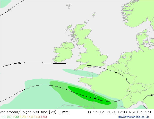 Jet stream/Height 300 hPa ECMWF Fr 03.05.2024 12 UTC