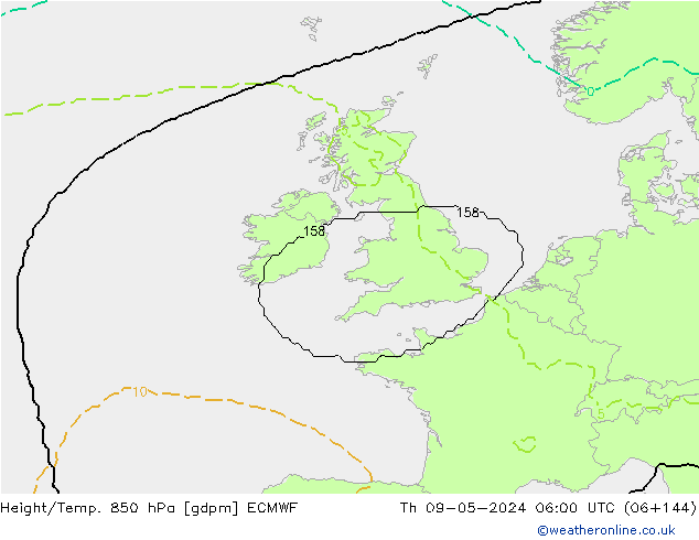 Height/Temp. 850 гПа ECMWF чт 09.05.2024 06 UTC