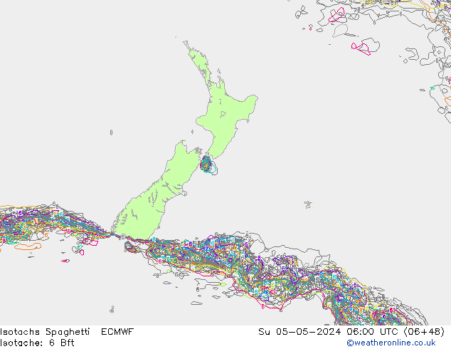 Isotaca Spaghetti ECMWF dom 05.05.2024 06 UTC