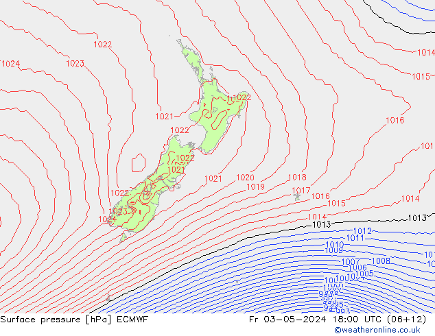 Yer basıncı ECMWF Cu 03.05.2024 18 UTC