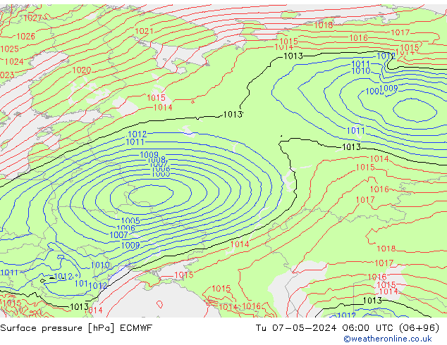 Surface pressure ECMWF Tu 07.05.2024 06 UTC