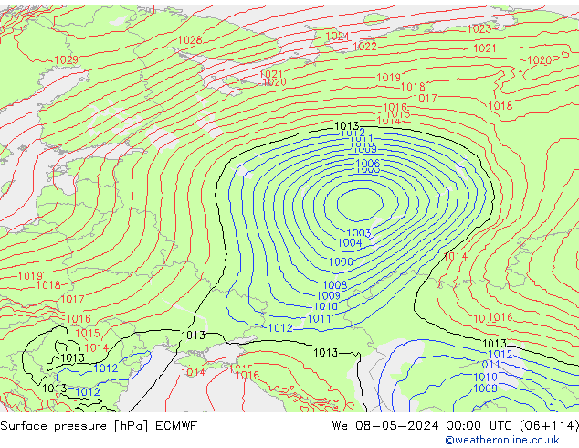 Atmosférický tlak ECMWF St 08.05.2024 00 UTC