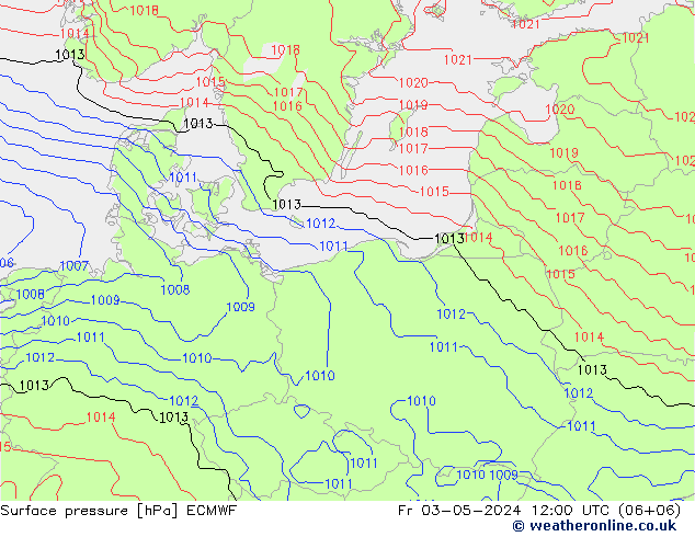 Luchtdruk (Grond) ECMWF vr 03.05.2024 12 UTC