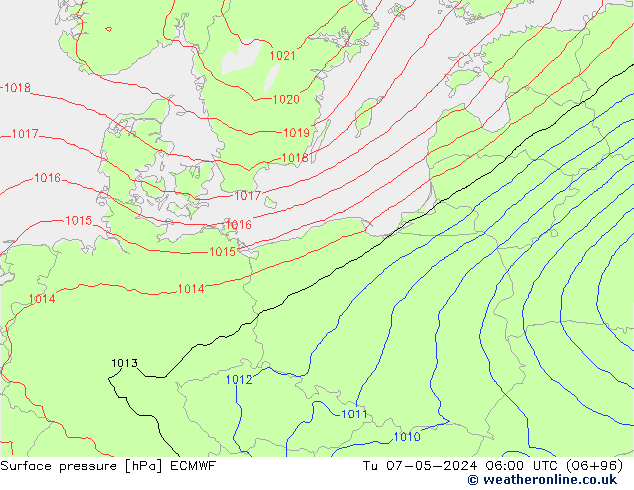 Surface pressure ECMWF Tu 07.05.2024 06 UTC