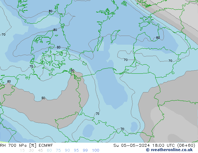 RH 700 hPa ECMWF Ne 05.05.2024 18 UTC