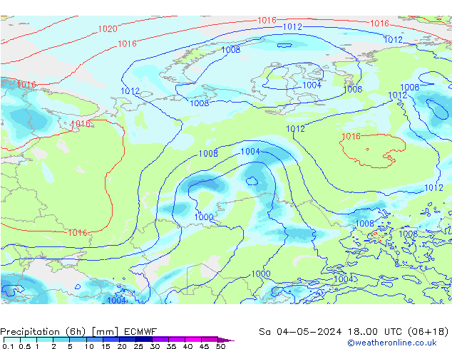 Precipitación (6h) ECMWF sáb 04.05.2024 00 UTC