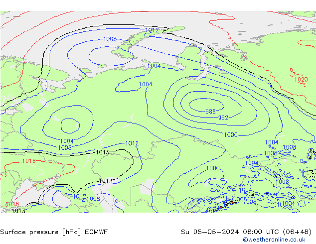 Surface pressure ECMWF Su 05.05.2024 06 UTC