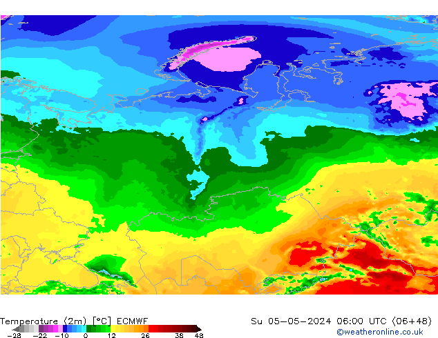 température (2m) ECMWF dim 05.05.2024 06 UTC