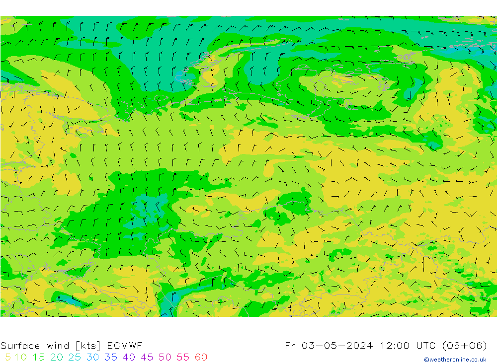 Vento 10 m ECMWF Sex 03.05.2024 12 UTC