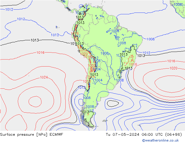 Surface pressure ECMWF Tu 07.05.2024 06 UTC