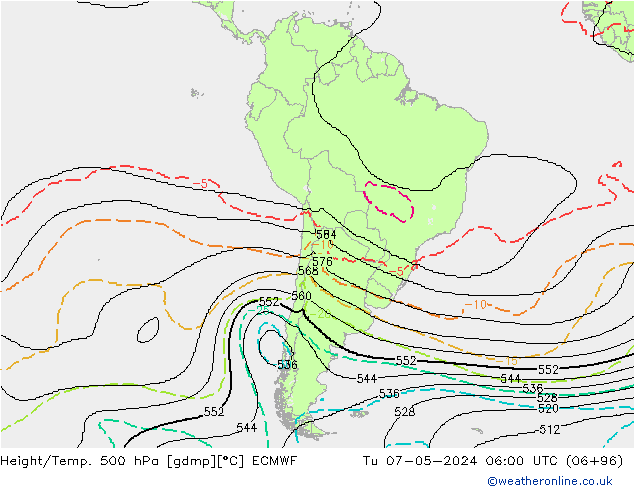 Yükseklik/Sıc. 500 hPa ECMWF Sa 07.05.2024 06 UTC