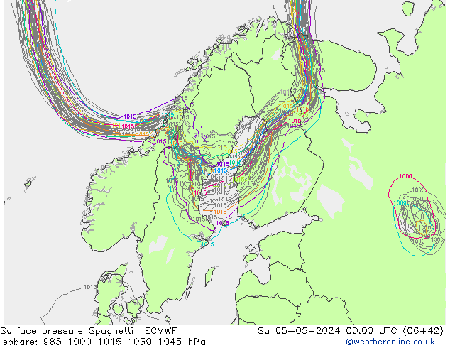 Yer basıncı Spaghetti ECMWF Paz 05.05.2024 00 UTC