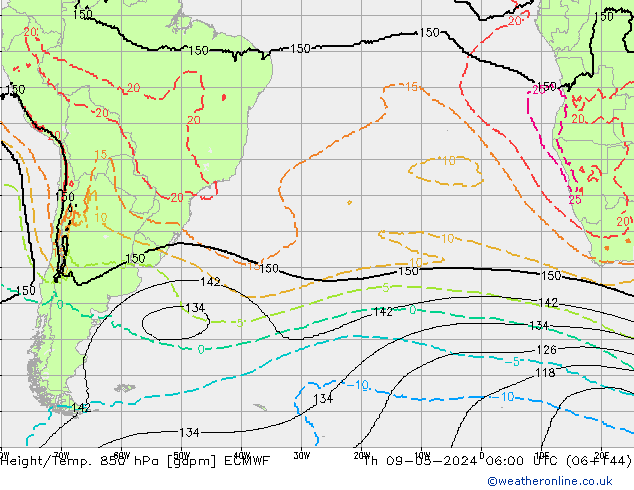 Height/Temp. 850 гПа ECMWF чт 09.05.2024 06 UTC