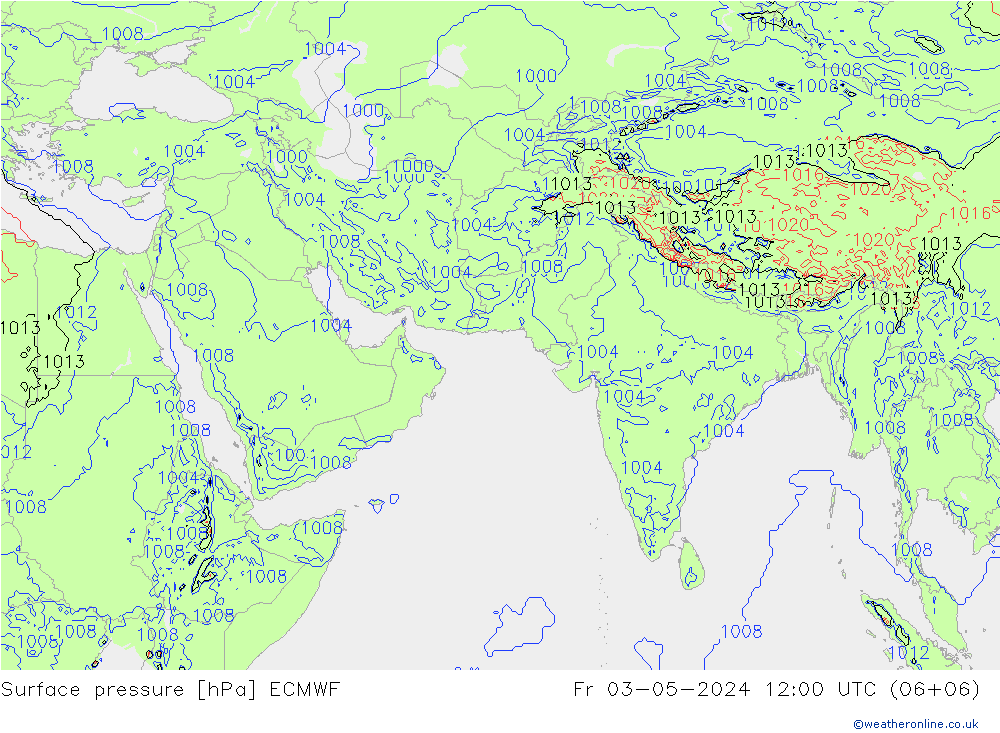 地面气压 ECMWF 星期五 03.05.2024 12 UTC