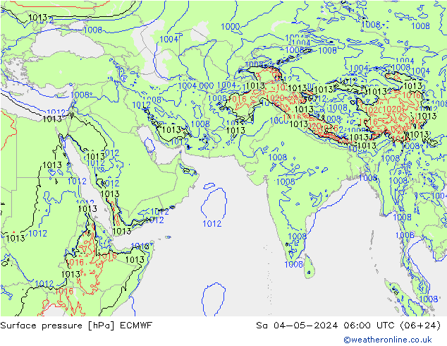 Surface pressure ECMWF Sa 04.05.2024 06 UTC