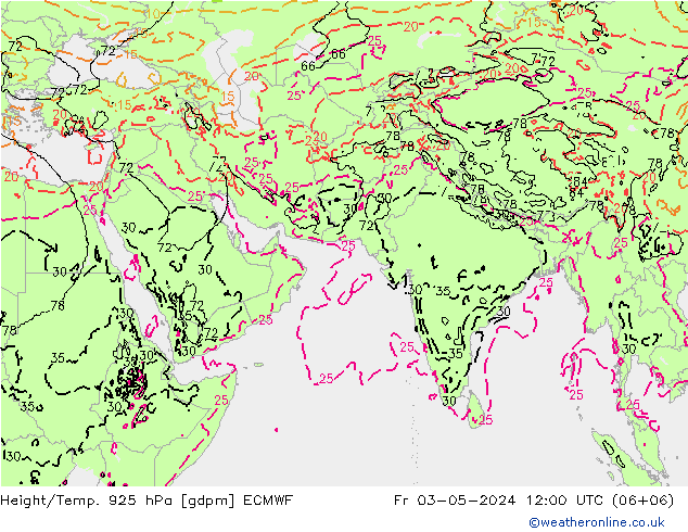 Height/Temp. 925 hPa ECMWF 星期五 03.05.2024 12 UTC
