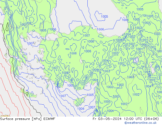 Bodendruck ECMWF Fr 03.05.2024 12 UTC