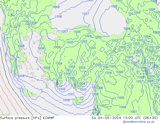 Surface pressure ECMWF Sa 04.05.2024 12 UTC