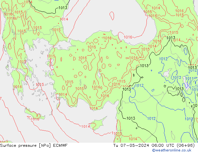 ciśnienie ECMWF wto. 07.05.2024 06 UTC