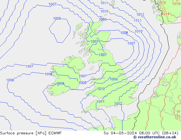 Surface pressure ECMWF Sa 04.05.2024 06 UTC