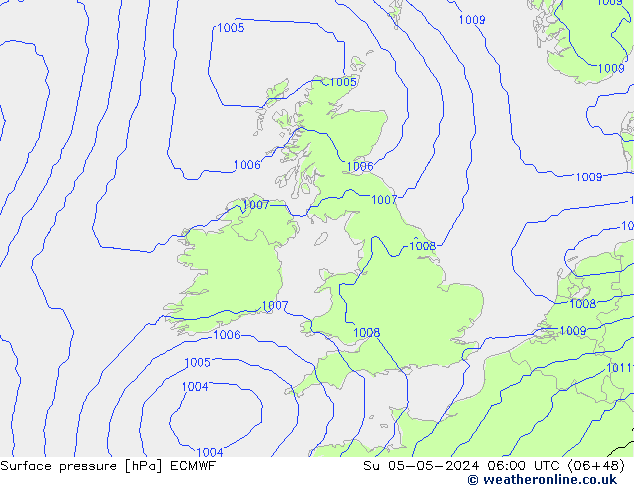 Surface pressure ECMWF Su 05.05.2024 06 UTC