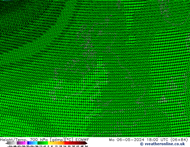 Height/Temp. 700 гПа ECMWF пн 06.05.2024 18 UTC