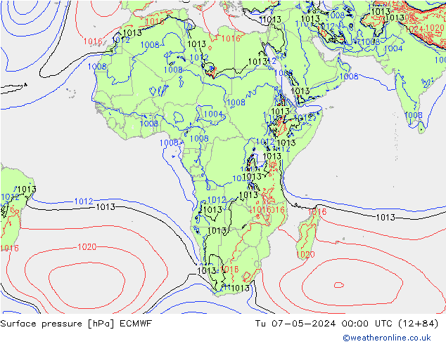 Surface pressure ECMWF Tu 07.05.2024 00 UTC
