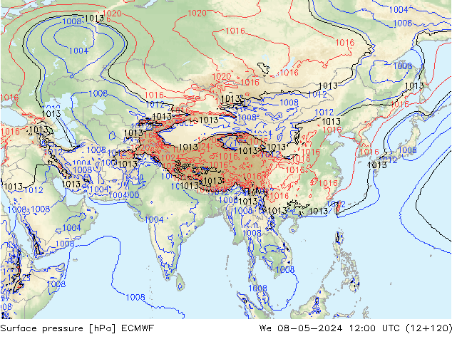 Surface pressure ECMWF We 08.05.2024 12 UTC