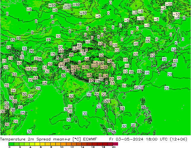 Temperaturkarte Spread ECMWF Fr 03.05.2024 18 UTC