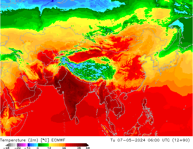 Temperatura (2m) ECMWF Ter 07.05.2024 06 UTC