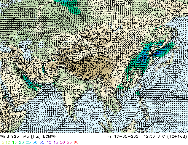 Wind 925 hPa ECMWF Fr 10.05.2024 12 UTC