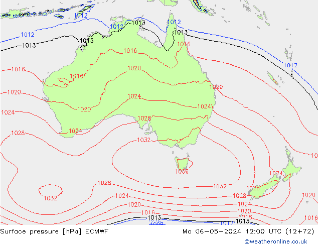 pressão do solo ECMWF Seg 06.05.2024 12 UTC