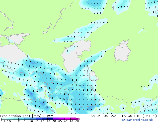Precipitation (6h) ECMWF Sa 04.05.2024 00 UTC