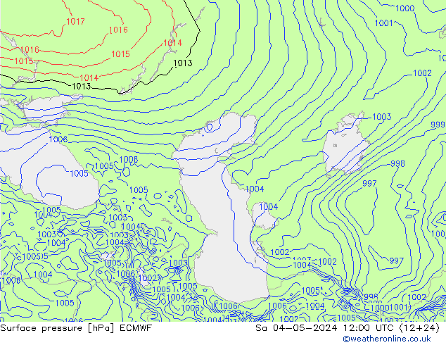 Surface pressure ECMWF Sa 04.05.2024 12 UTC