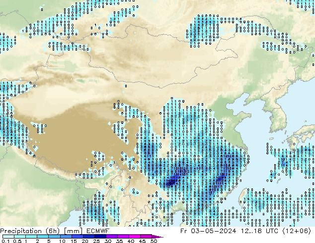 降水量 (6h) ECMWF 星期五 03.05.2024 18 UTC