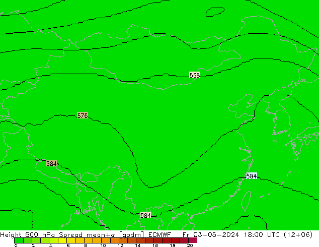 Height 500 hPa Spread ECMWF 星期五 03.05.2024 18 UTC