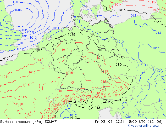 地面气压 ECMWF 星期五 03.05.2024 18 UTC