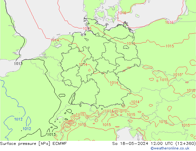 pressão do solo ECMWF Sáb 18.05.2024 12 UTC