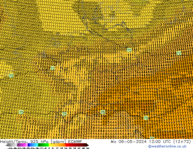 Height/Temp. 925 hPa ECMWF Mo 06.05.2024 12 UTC