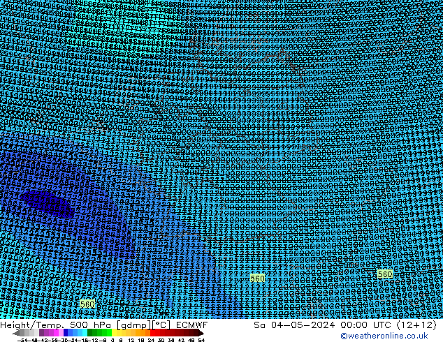 Height/Temp. 500 hPa ECMWF 星期六 04.05.2024 00 UTC