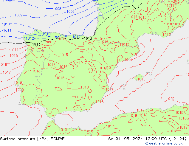 Surface pressure ECMWF Sa 04.05.2024 12 UTC