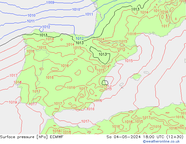 Luchtdruk (Grond) ECMWF za 04.05.2024 18 UTC