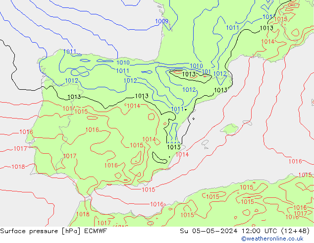 Surface pressure ECMWF Su 05.05.2024 12 UTC