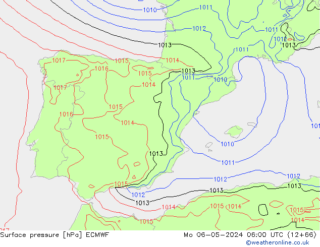 ciśnienie ECMWF pon. 06.05.2024 06 UTC