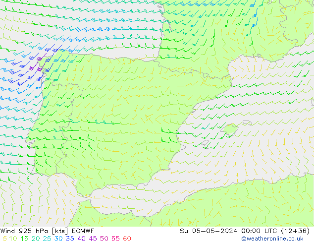 Wind 925 hPa ECMWF Su 05.05.2024 00 UTC