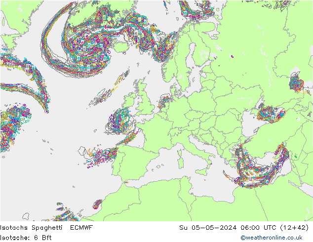 Isotachen Spaghetti ECMWF So 05.05.2024 06 UTC