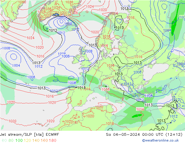 Polarjet/Bodendruck ECMWF Sa 04.05.2024 00 UTC