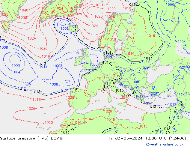 приземное давление ECMWF пт 03.05.2024 18 UTC
